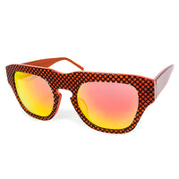 Microdot Red Framed Sunglasses for men in Yellow and Pink Shade