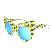 Oversized Framed Sunglasses for Women in Neo Geo Blue Color
