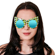 Cat Eye Shaped Oversized Eyeglasses For Women in Neo Geo Blue Color