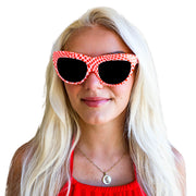 Cat Eye Shaped Eyeglasses For Women Polka Dot Orange  Color