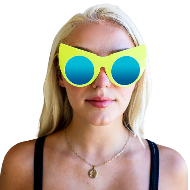 Cat Eye Shaped Oversized Eyeglasses For Women in Spitfire Yellow Color 