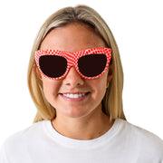 Cat Eye Shaped Eyeglasses For Women Polka Dot Orange Color